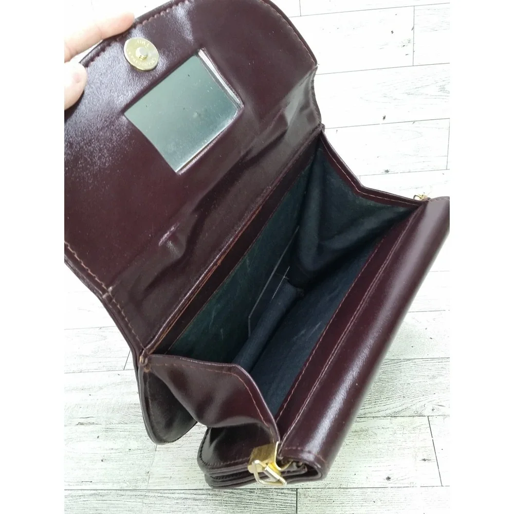 Vintage A Leather Handbag Bag Purse Framed Purse Vintage Mahogany